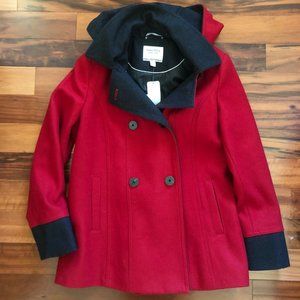 NWT Wool NAUTICA Double Breasted Red Coat Size L